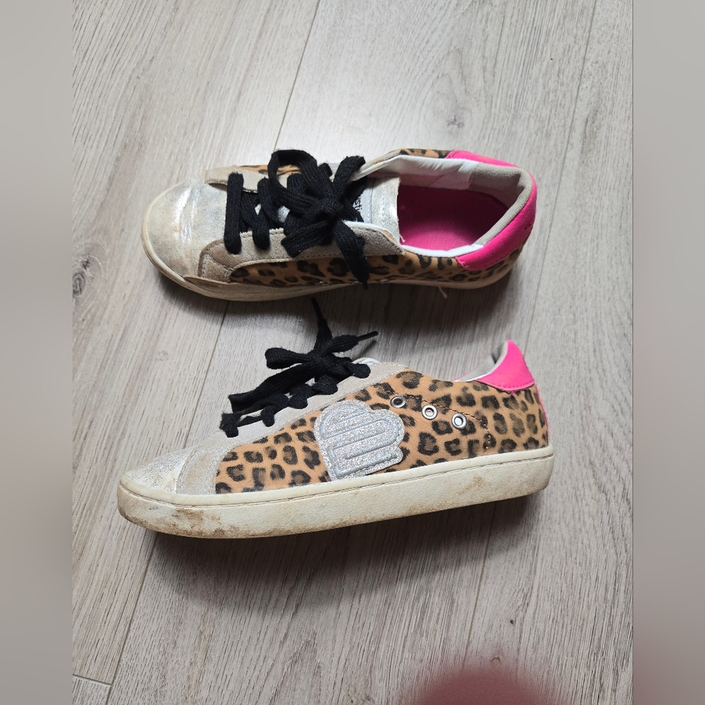 Justice Sport Kids Cheetah/ Metallic / Noen Pink Sneakers Size 2 Girls
